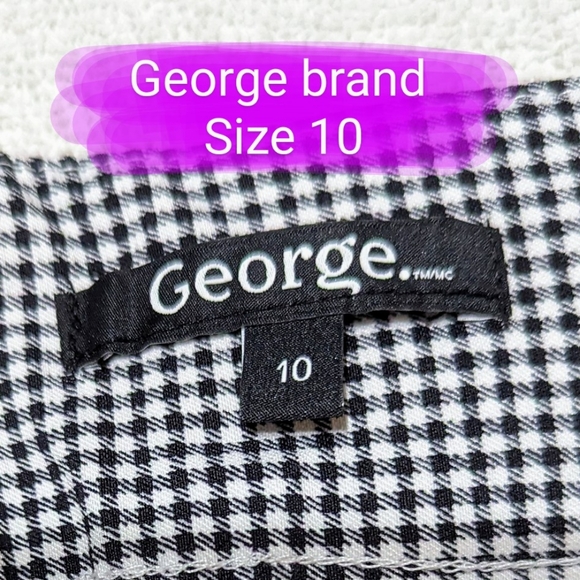 🎉George size 10 EUC pull on capri pants, black & white hounds tooth pattern - Picture 2 of 13